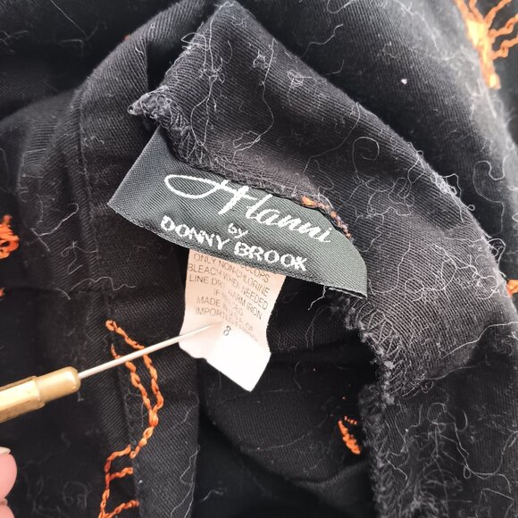 Vintage Donny Brook 8 28x29 Black Pants With Orange Halloween Pumpkin Embroidery - Picture 4 of 4